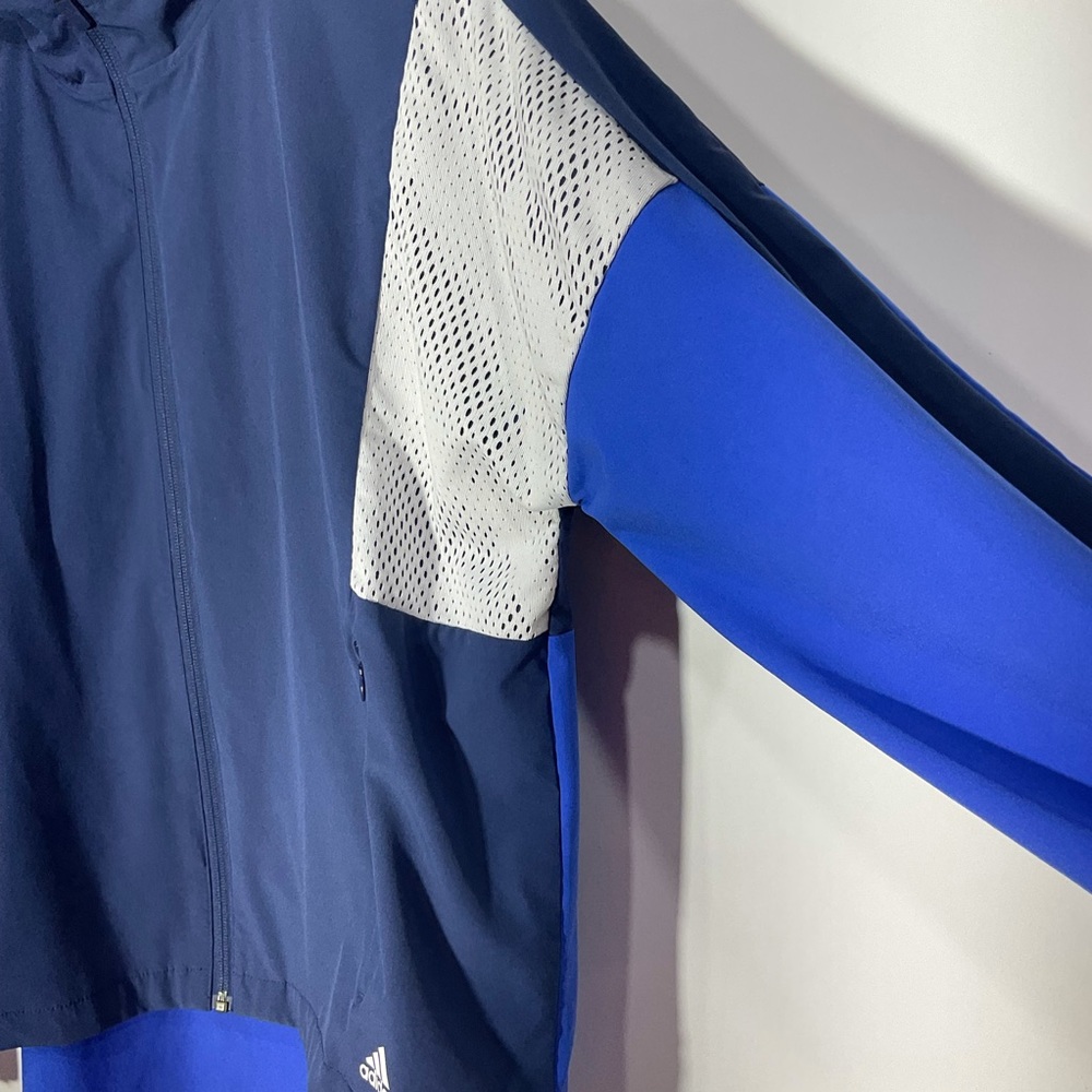 Adidas Jacket, Windbreaker, Blue & White, Zip-Up, Size See Measurements - Picture 6 of 14